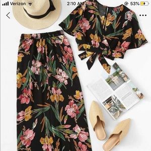 Two piece crop top & pants plus size